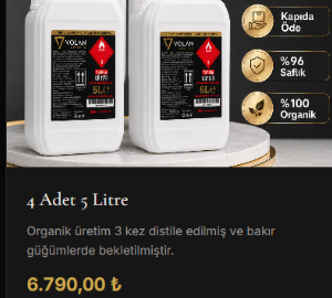 Volan %96.6 Tarımsal Etil Alkol (4 Adet 5 Litre - 20L Koli)